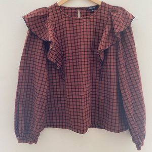 Madewell flannel shirt with ruffles